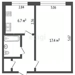 1-к квартира, вторичка, 33м2, 7/9 этаж