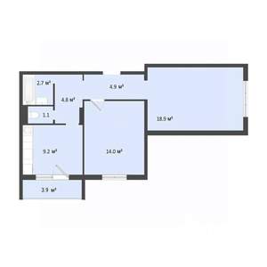 2-к квартира, строящийся дом, 56м2, 2/10 этаж