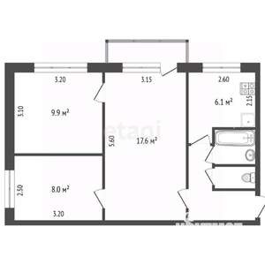 3-к квартира, вторичка, 50м2, 3/5 этаж