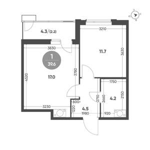 1-к квартира, вторичка, 40м2, 6/7 этаж