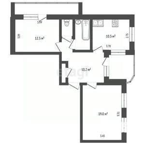 2-к квартира, вторичка, 59м2, 5/10 этаж