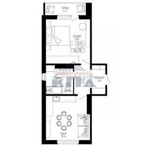 1-к квартира, строящийся дом, 55м2, 6/16 этаж