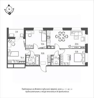 3-к квартира, вторичка, 83м2, 10/12 этаж
