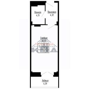 1-к квартира, строящийся дом, 30м2, 10/16 этаж
