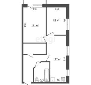 2-к квартира, вторичка, 51м2, 4/5 этаж