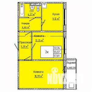 2-к квартира, строящийся дом, 58м2, 3/10 этаж