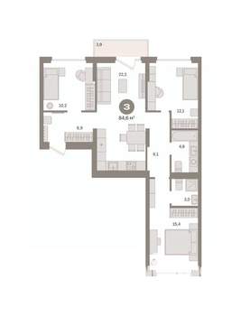 3-к квартира, вторичка, 85м2, 5/16 этаж