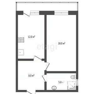 1-к квартира, вторичка, 44м2, 2/9 этаж