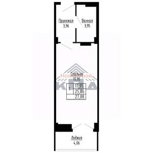 1-к квартира, строящийся дом, 27м2, 5/16 этаж