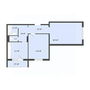 2-к квартира, строящийся дом, 56м2, 7/10 этаж