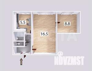 2-к квартира, вторичка, 38м2, 1/5 этаж