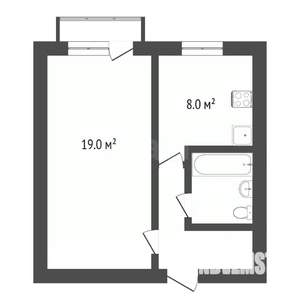 1-к квартира, вторичка, 38м2, 1/9 этаж