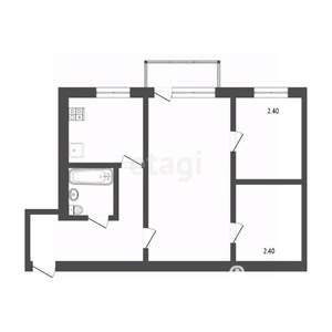 3-к квартира, вторичка, 42м2, 4/5 этаж