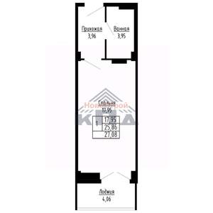 1-к квартира, строящийся дом, 27м2, 12/16 этаж