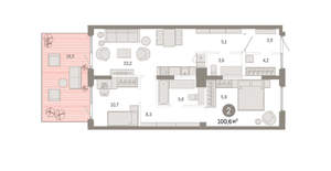 2-к квартира, вторичка, 101м2, 1/9 этаж