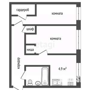2-к квартира, вторичка, 45м2, 1/5 этаж