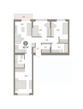 3-к квартира, вторичка, 83м2, 4/8 этаж