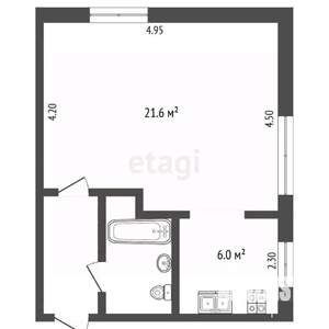 1-к квартира, вторичка, 33м2, 2/2 этаж