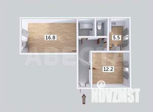 2-к квартира, вторичка, 47м2, 2/3 этаж