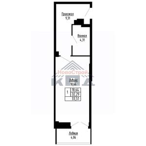 1-к квартира, вторичка, 34м2, 5/16 этаж
