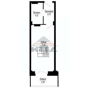 1-к квартира, строящийся дом, 27м2, 14/16 этаж