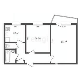2-к квартира, вторичка, 53м2, 2/9 этаж