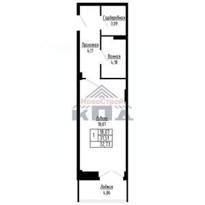 1-к квартира, вторичка, 33м2, 10/16 этаж