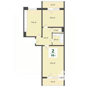 1-к квартира, вторичка, 40м2, 1/10 этаж