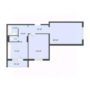 2-к квартира, вторичка, 56м2, 1/10 этаж