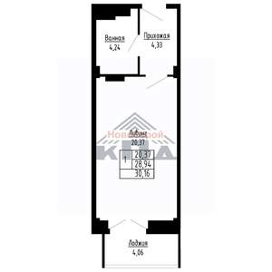 1-к квартира, вторичка, 30м2, 2/16 этаж