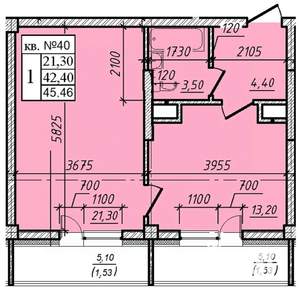 1-к квартира, строящийся дом, 45м2, 3/8 этаж