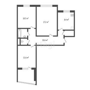 3-к квартира, вторичка, 63м2, 1/9 этаж