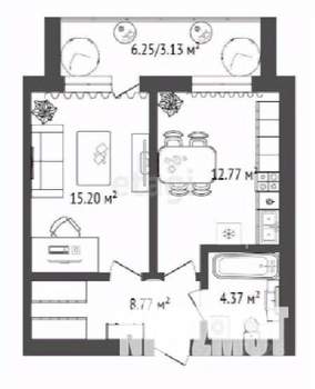 1-к квартира, строящийся дом, 45м2, 13/16 этаж