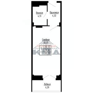 1-к квартира, строящийся дом, 30м2, 3/16 этаж