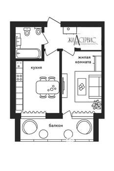 1-к квартира, сданный дом, 45м2, 13/17 этаж
