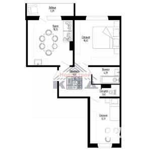 2-к квартира, строящийся дом, 68м2, 7/8 этаж