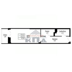 1-к квартира, строящийся дом, 38м2, 11/16 этаж