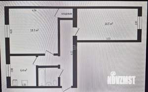 2-к квартира, вторичка, 54м2, 1/3 этаж