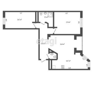 3-к квартира, вторичка, 81м2, 2/9 этаж
