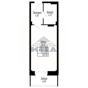 1-к квартира, строящийся дом, 31м2, 13/16 этаж