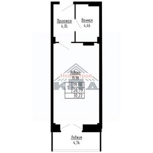 1-к квартира, строящийся дом, 30м2, 2/16 этаж