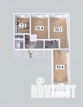 3-к квартира, вторичка, 62м2, 1/9 этаж