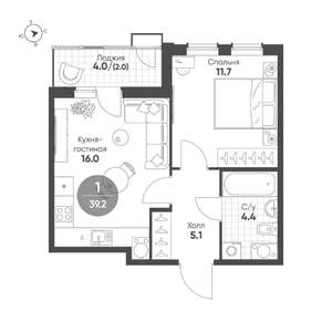 1-к квартира, вторичка, 39м2, 7/8 этаж