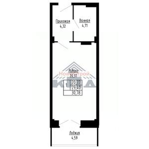 1-к квартира, строящийся дом, 31м2, 12/16 этаж