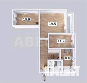 3-к квартира, вторичка, 68м2, 2/2 этаж