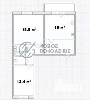 2-к квартира, вторичка, 65м2, 2/8 этаж