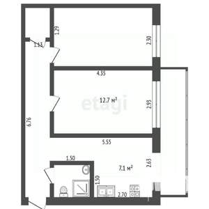 2-к квартира, вторичка, 42м2, 1/4 этаж