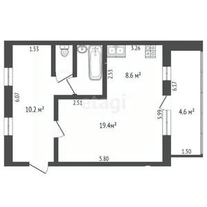 1-к квартира, вторичка, 48м2, 5/5 этаж