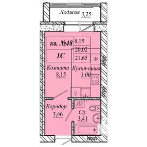 Студия квартира, вторичка, 22м2, 3/4 этаж