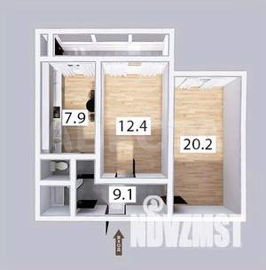 2-к квартира, вторичка, 54м2, 2/10 этаж